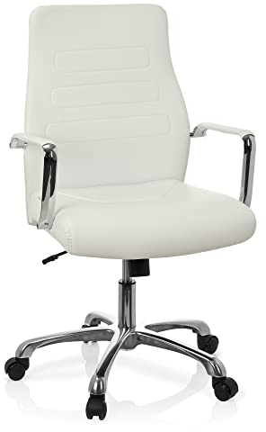 hjh OFFICE 720007 Chefsessel TEWA Kunstleder Cremeweiß moderner Bürostuhl, niedrige Rückenlehne ergonomisch