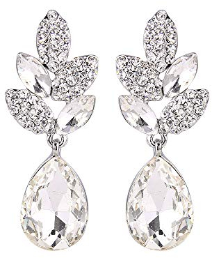 Ever Faith - Cristal Hermosos Floral Lágrimas Septiembre Piedra de Nacimiento Pendientes Claro Tono Plateado