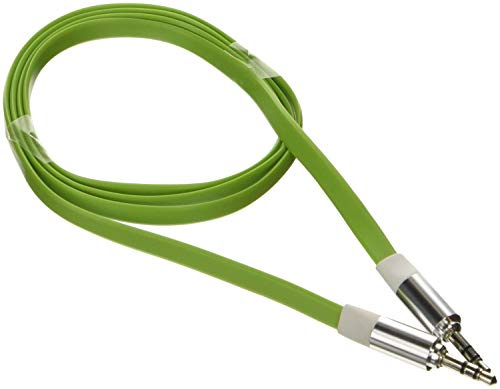 POPPSTAR 3,5mm Flachband Audio Klinken-Kabel 1m Stereo für Smartphone Handy Tablet für das Auto vergoldete Kontakte grün