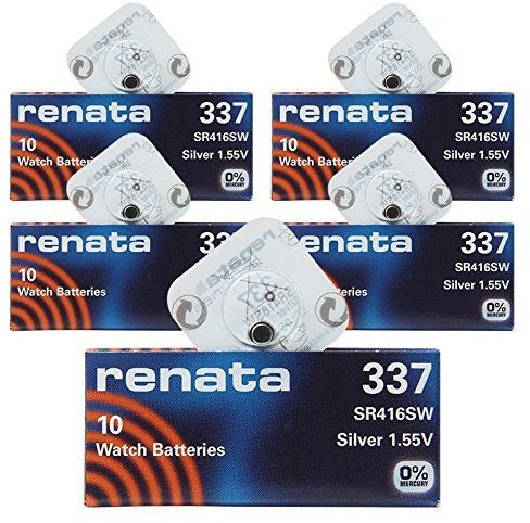 RENATA Lot de 50 Blisters de 1 Pile bouton oxyde argent X337 SR416SW