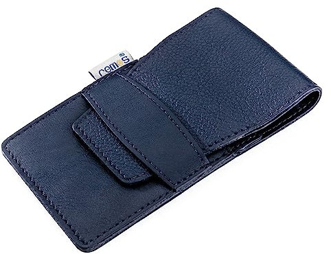 REMOS Manicure Case empty made of genuine leather with space for 4 tools - blue