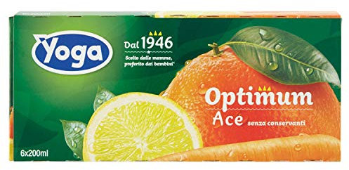 Yoga Bevanda Analcolica a Base di Succo di Arancia, Carota e Limone, 6 x 200ml
