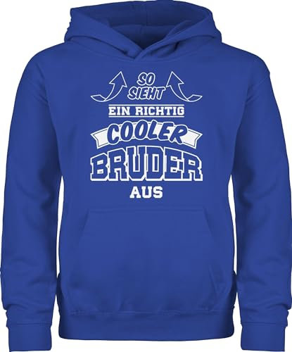 Shirtracer Kinder Hoodie Jungen Mädchen - So Sieht EIN richtig Cooler Bruder aus Pfeile - 152 (12/13 Jahre) - Royalblau - Pullover Geschenk Ideen brüder bro Pulli Brother brüderchen Hoody