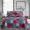 Red Blue Plaid Quilt Full/Queen Size Patchwork Tagesdecke Landhaus Quilt Blau Weiß Plaid Tagesdecke Wendedecke Plaid Gedruckt Quilt Herren Leichte Decke Set Plaid Steppdecken + 2 Kissenbezüge