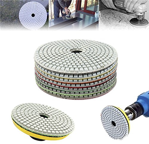 ChaRLes 7 Stück 5 Zoll 50-3000 Körnung Diamant Polierpad Schleifscheibe für Marmor Glas Granit Beton