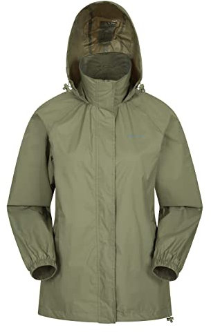 Mountain Warehouse Pakka Womens Waterproof Packable Jacket - Foldaway Hood Jacket, Ladies Coat, Lightweight Rain Jacket - For Spring Summer, Walking, Travelling Khaki Women's Size 18