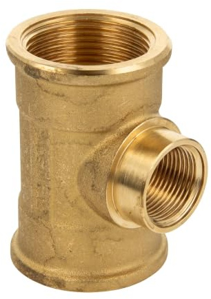tecuro T-Stück allseitig Innengewinde Rp 1 1/4 x 3/4 x 1 1/4 Zoll, MS-blank CW617N, nach Trinkwasserverordnung 50930-6, nach ISO 7/1, warmgepresst