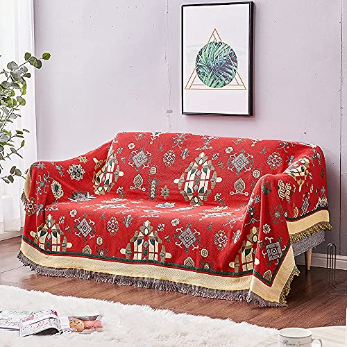 SDINAZ Sofadecke Dekorative Decke Kuscheldecke Bettwurf DeckeBettdecke Stuhldecke Sofa Bezug Sofaüberwürfe Waschbar Überwürfe Reisedecke mit Quaste Geometrie Muster 180 cm x 230 cm