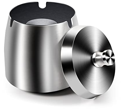 Aschenbecher f¨¹r Draussen Aschenbecher mit Deckel Geruchsdicht Windaschenbecher Standaschenbecher f¨¹r Drau?en Edelstahl Aschenbecher f¨¹r Zigaretten Ashtray Sturmaschenbecher f¨¹r Drau?en & Innen