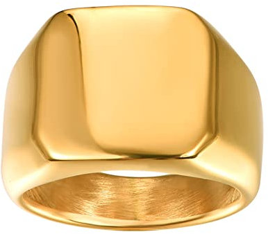 TUNGSTORY Goldener Quadratischer Edelstahlringe Edelstahl Herren Ring Quadrat Band Männer Ring Goldener Ringe für Herren Size 62(19.7)