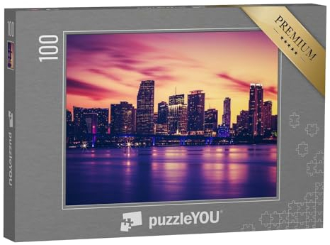 puzzleYOU: Puzzle 100 Teile „Skyline von Miami im Sonnenuntergang“ – aus der Puzzle-Kollektion Miami