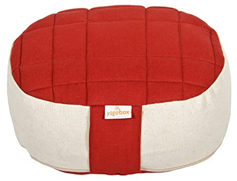 Yogabox Yogilino® Reise Meditationskissen mini oval Premium, Bordeaux/Natur