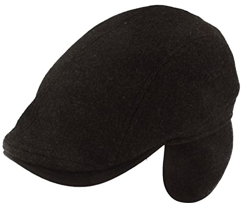 Breiter Winter Baseball Cap, Schirmmütze mit Teflon® Membran, ausklappbarer Ohrenschutz, Wolle Anthrazit 60