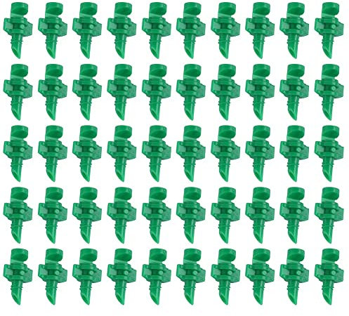 ZYNCUE 50 gocciolatori per irrigazione a flusso regolabile con micro spray, irrigatore regolabile da giardino, rifrazione a 180 gradi, ugello per nebulizzazione a spruzzo d'acqua da prato, 50 pezzi