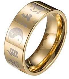 Mesnt Ring Männer, Gothic Ringe Herren, Taoismus Yin Yang Bands Ring Ring aus Edelstahl