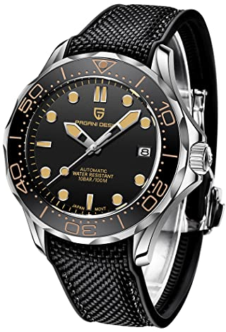 RollsTimi Orologio Meccanico da Uomo - Lancetta delle Ore, Sub in Acciaio Luminoso, Movimento Giapponese, Vetro Zaffiro, Calendario, Display Fashion Business NH35 1667