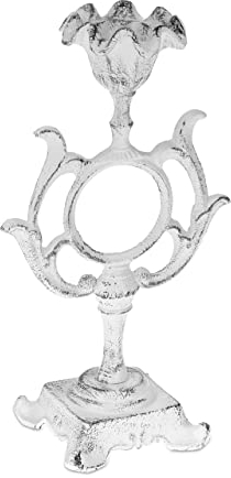 Relaxdays Kerzenständer antik, Kerzenhalter für Stabkerzen Ø 4 cm, Vintage Kerzenleuchter Gusseisen, H. 28,5 cm, weiß