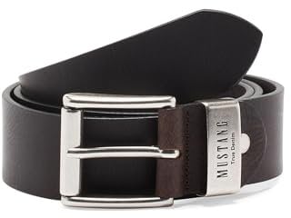 MUSTANG Herren Ledergürtel MG2104R04 40mm Gürtelbreite Braun Schwarz 80-115cm, Größe:100cm, Farbe:Dunkelbraun (0680)