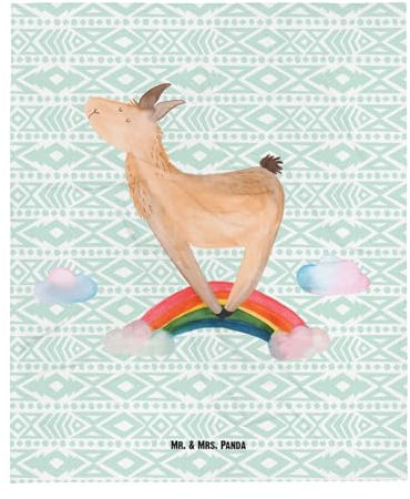 Mr. & Mrs. Panda Dekodecke Lama Regenbogen - Geschenk, Tagesdecke, Lamas, Wolldecke, Wolkenland, Alpaka, Sofadecke, Außenseiter, Wohndecke