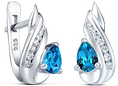 SILVEGO Damen Ohrringe aus 925 Sterling Silber mit synthetischem Topas