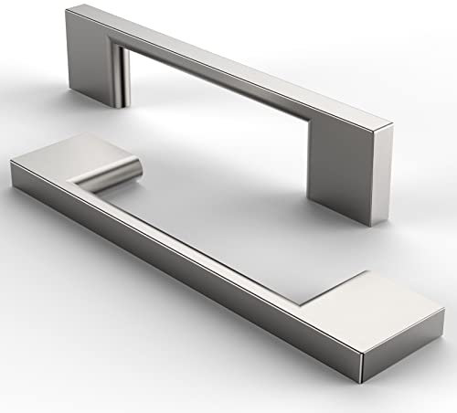 FURNIWARE 5 Stück Möbelgriffe Schrankgriffe Küchengriffe Griffe Möbel Schubladengriffe Griffe für Küchenschränke Schränke Möbelgriffe Schubladengriffe 96mm Lochabstand Gebürstetes Satin-Nickel