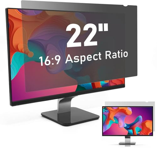 22 inch Computer Privacy Screen Filter for 16:9 Widescreen Display, SOPPY Monitor Screen Privacy Filter,Anti Spy Anti-Glare Blue Light Blocking Screen Protector Film (WxH: 487mmx274mm)