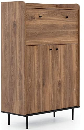 Lomadox Barschrank in Eiche Nb. Wohnzimmer Möbel im modernen Vintage Design, B/H/T ca. 90/140/40 cm