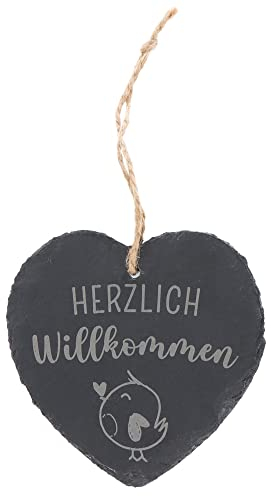 Spruchreif | Kleines Schieferherz mit Gravur | Schieferherz mit Spruch | Schiefertafel in Herzform mit Kordel zum Aufhängen | Wanddeko mit Sprüchen | Schiefer Türschild | Dekoherz | Willkommensschild