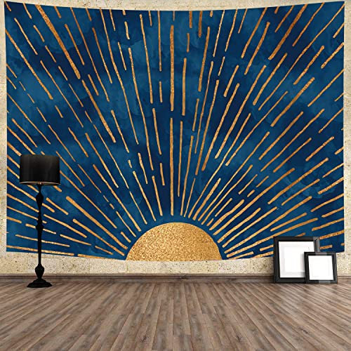Wandtuch Sonnenschein Sonnenaufgang Dunkelblauer Hintergrund Goldene Helle Landschaft Landschaft Wandtücher Waschbar Kunst Tapisserie Für Schlafzimmer, Für Wohnzimmer, Schlafzimmer, 100x150cm
