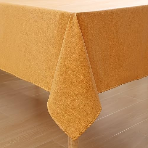 Homaxy Leinenoptik Tischdecke Abwaschbar Lotuseffekt Eckig 140x200cm Gelb | Leinenoptik Textur, Lotuseffekt Wasserabweisend, Abwischbar & Maschinenwaschbar, Knitterfrei, Für Küche Party Garten