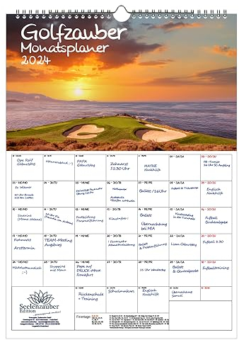 Golfzauber Planer DIN A3 Kalender für 2024 Golf und golfen - Seelenzauber