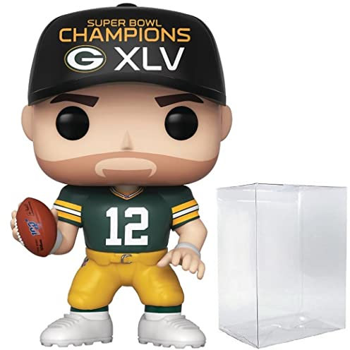 POP Fu ball: Packers Aaron Rodgers Super Bowl Champions XLV Funko Vinyl-Figur (geb ndelt mit kompatibler Box-Schutzh lle), mehrfarbig, 9,5 cm