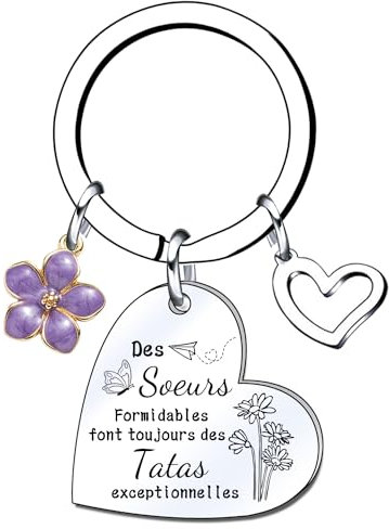 LKJHGF Cadeaux de Noël pour Tata Porte-clés Soeurs formidables tatas exceptionnelles - Porte-clés pour Annonce Grossesse Tata Naissance Enfant idée Cadeau Annonce bébé Fille garçon