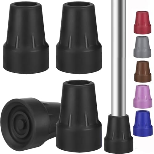 Gummifuß für Krücken Rutschfest Schutzkappen für Gehstock Rohrspitze Mit Metalldichtung für Gehstöcke Krücken 4 Stück (schwarz)