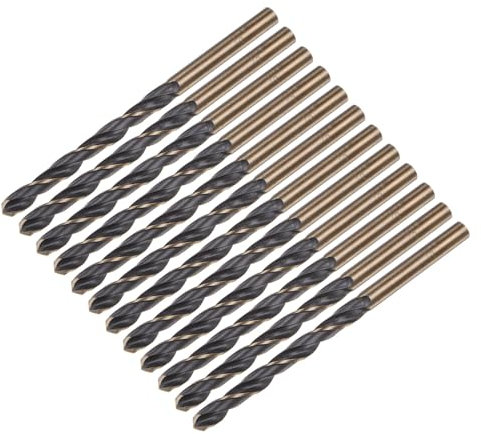 sourcing map 12pcs Jobber Drill Bits 5mm Black Nitride & Gold Titanium Coated 4341 High Speed Steel (HSS) 135 Degree Split Point Twist Drill Bits for Stainless Steel Metal Plastic Wood