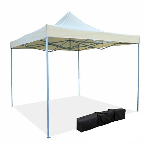 Gazebo Richiudibile Telescopico in Metallo a Fisarmonica 2x2 e 3x3 mt Pieghevole con borsa per Trasporto Colore Beige trasportabile da giardino e mercato (2x2)