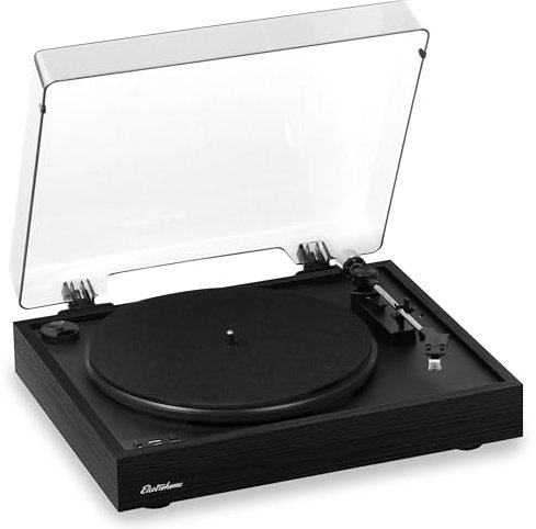 Electrohome Montrose 2-Speed Wireless Vinyl Record Player with Audio-Technica Pen, Bluetooth, Vinyl to MP3 Recording, Speed Control Motor, Built-in Preamp,