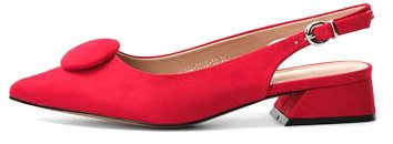 Rio Fiore Scarpe con Tacco, Décolleté, Velluto Rosso, 3cm Tacco Largo, Slingback, Ecopelle Scamosciata, Cinturino sul Retro, ML682-0716-18 (Red MF, 38 EU)