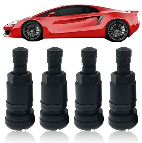 Cozevdnt 4 Stück Universal Metallventile, Schwarz Stahlventile Felgenventile, Alufelgen Felgen Schraubventile Reifenventile 11,3mm