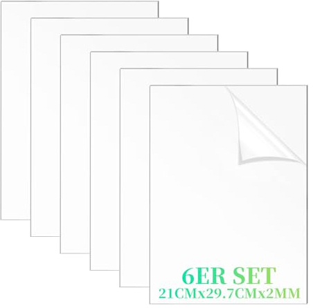 Bocguy 6 placas de vidrio acrílico A4, plexi-glas transparentes, 21 x 29,7 cm, placas acrílicas de 2 mm de grosor, placas de plexi, placas de plástico ultra transparentes para decoración de hogares,