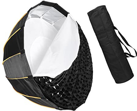 Softbox Studio flash HUIOP LED-Φ90cm Quick Set-up Pieghevole Parabolic Umbrella Softbox Fotogra Studio SoftBox con Grid Carry Bag Diametro 90cm / 35 pollici per Aputure 120D 120D II Bowens Mount LED F