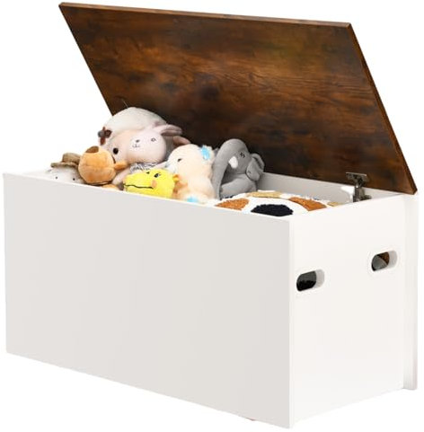 Maxmass Kids Storage Box, Children Storage Chest with Flip-up Lid, 2-in-1 Bench Toy Organizer for Living Room, Bedroom, Playroom (With Handle)