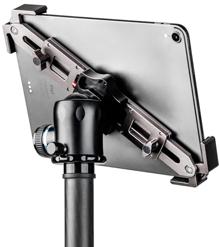 Tablet Stativhalterung für iPad Pro 13, 12,9, 11, iPad Air, Surface Galaxy, 9 bis 14 Zoll, usw.; Stativgewinde 1/4 Zoll und 3/8 Zoll, Arca-Swiss kompatibel