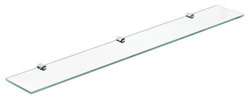 AQUALAVOS Glasablage Bad C Wand Wandablage Wandregal Badablage Glas Badezimmer 80 cm Badezimmer Regal Glas Klarglas 6 mm ESG Sicherheitsglas Badezimmerablagen