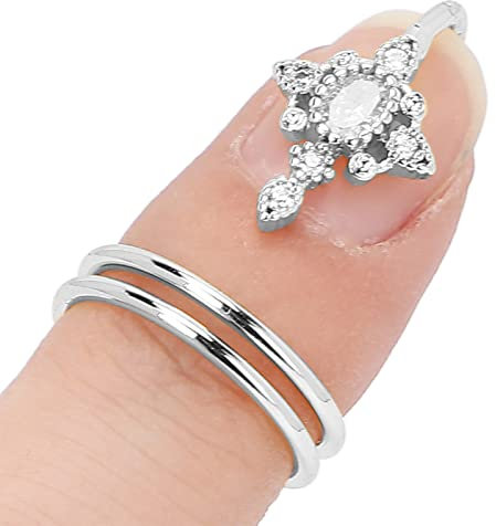 Fingernail Rings, Women Finger Nail Ring Nail Rings Nail Ring Electroplated Copper Fashionable Ladies Wearing Nail Accessories Decorative Nail Ring (3057 platinum)