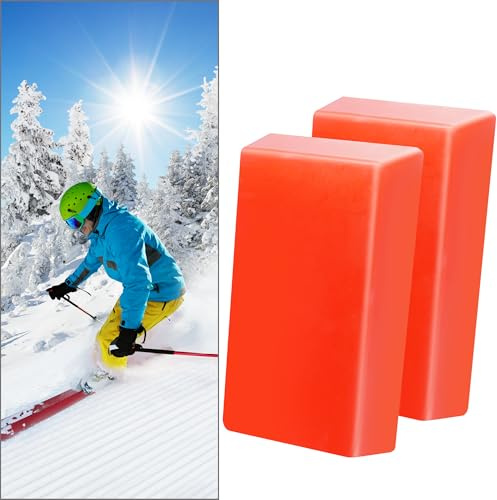 SFNSM Snowboard and Ski Wax, Snow Block Wax Ski and Snowboard Racing Wax Universal Snowboarding Wax for Protecting The Ski and Snowboard Accessories（2 Pack, Red