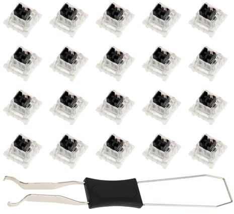 ECSiNG 20 interruptores de teclado mecánicos negros de 3 pines, a prueba de polvo, compatibles con teclado mecánico MX RGB para juegos