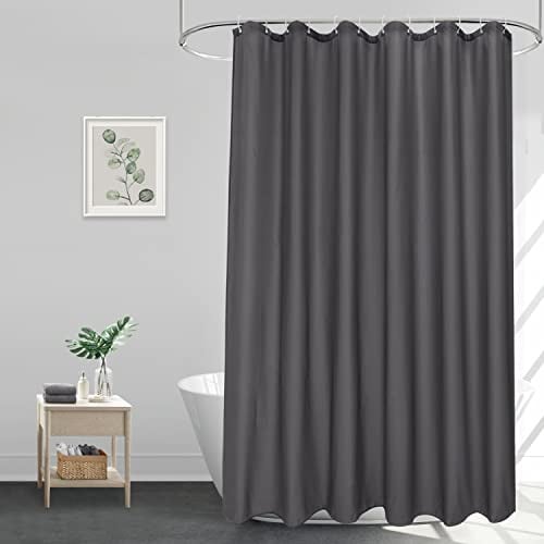 EurCross Breite Duschvorhang 240x180cm Textil Stoff Waschbar Bad Vorhang für Badezimmer Badewanne, Dunkelgrau Wasserdicht Anti-Schimmel Duschvorhänge mit 16 Ringen
