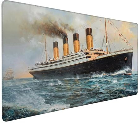 Blau Mousepad XXL 900 x 400 x 3 mm, Groß Gaming Mauspad Boot Muster, Schreibtischunterlage rutschfeste Gummibasis, Wasserfest Mouse Pad Vernähte Kanten Design, Büro Deko, Geschenke für Frauen Z-932