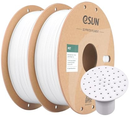 eSUN PET 3D Printing Filament 2KG, High Toughness, White+White | 1.75mm 3D Printer Filament, 1KG (2.2 LBS) per Spool
